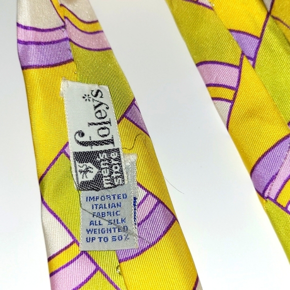 Peter Max Silk Tie Yellow Chartreuse Pink Geometric Shapes Vintage Rare Retro - Picture 7 of 10
